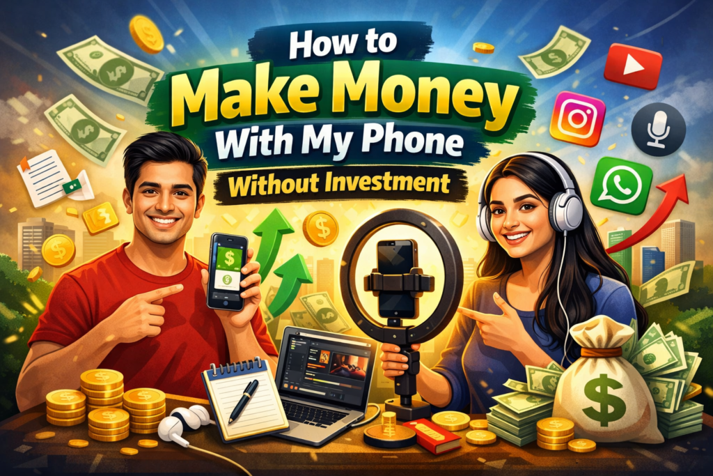 How to make money with my phone without investment using freelancing, YouTube shorts, affiliate marketing and online work in 2025