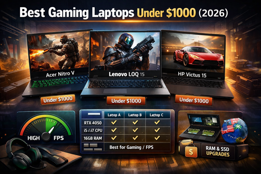 Best gaming laptops under $1000 in 2026 with RTX 4050 and RTX 4060 comparison
