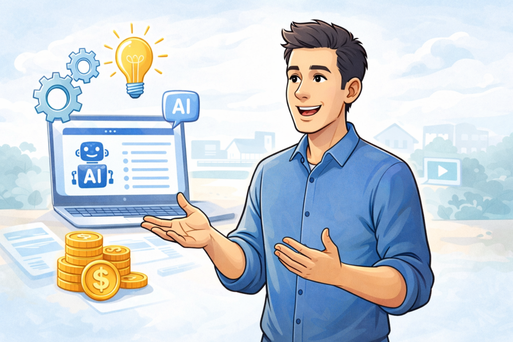 Best AI Tools to Make Money Online in 2026 concept illustration showing a creator explaining AI tools for online income