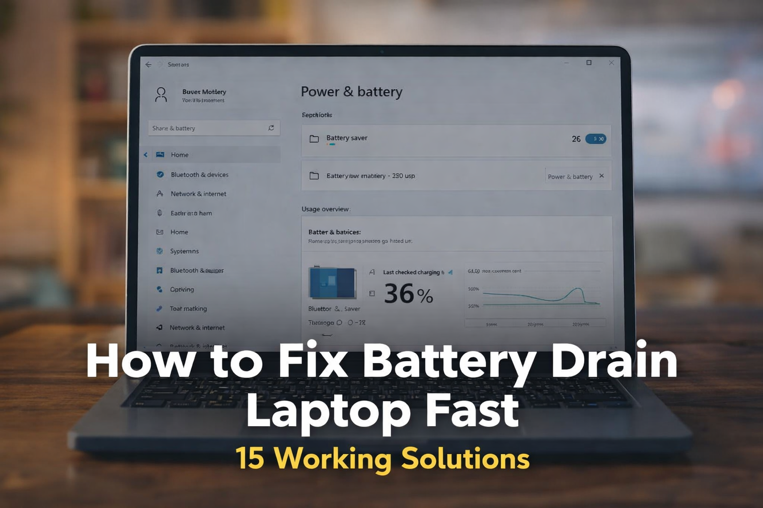 how to fix battery drain laptop Windows battery settings power and battery optimization